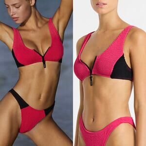 NWT Bond-Eye Splice Scout Crop Bikini Top in Raspberry/Black